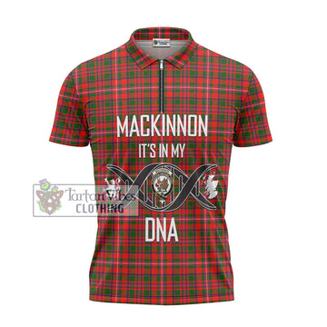 MacKinnon Modern Tartan Zipper Polo Shirt with Family Crest DNA In Me Style