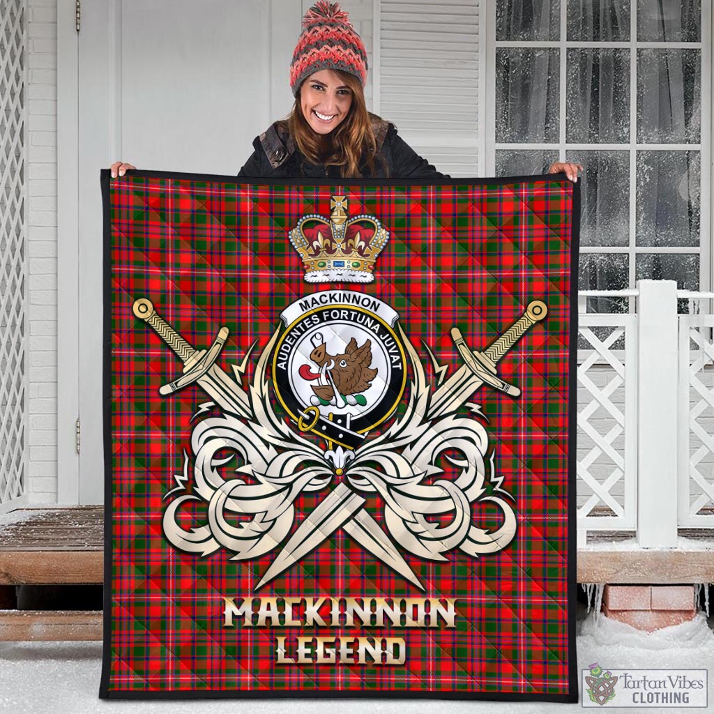 Tartan Vibes Clothing MacKinnon Modern Tartan Quilt with Clan Crest and the Golden Sword of Courageous Legacy