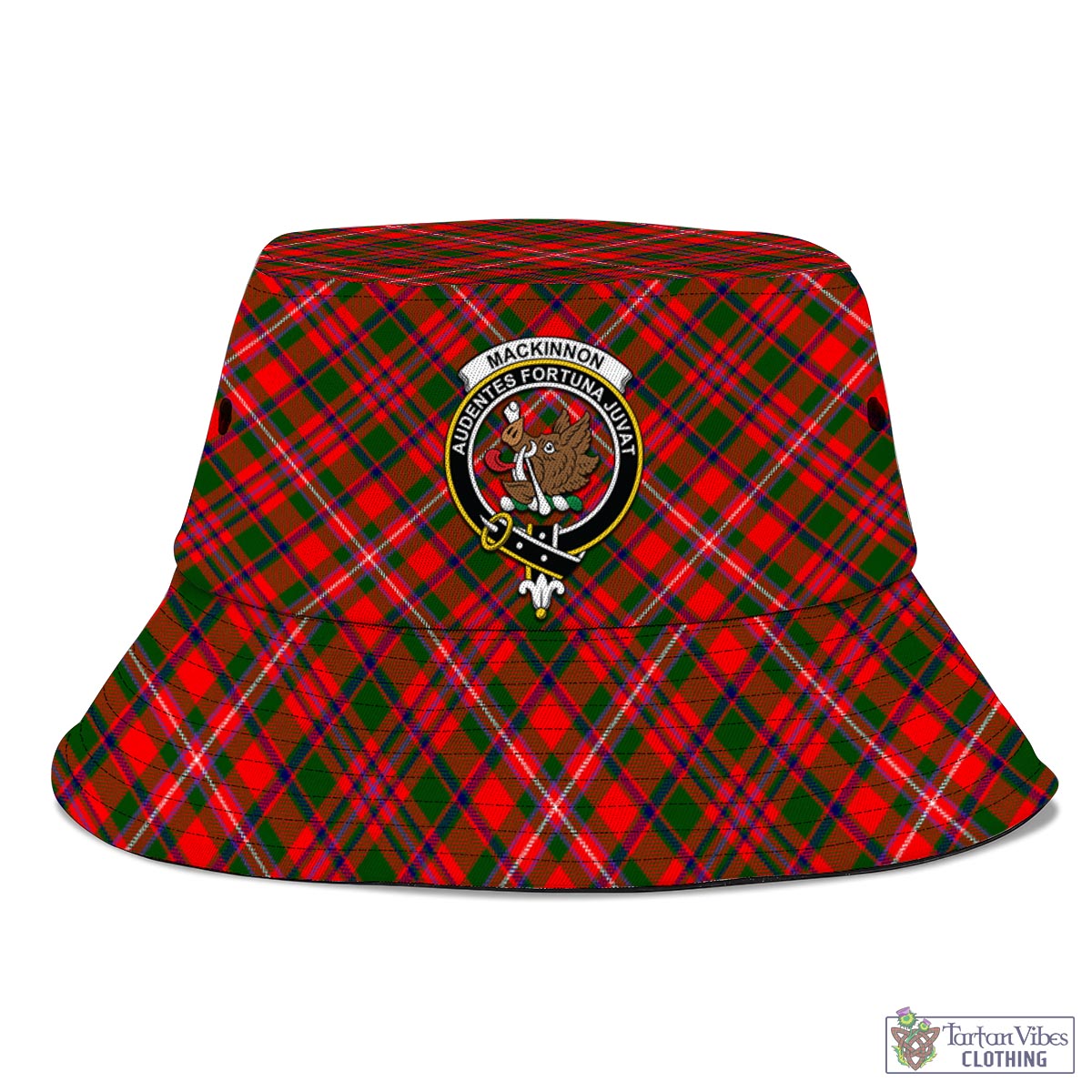 Tartan Vibes Clothing MacKinnon Modern Tartan Bucket Hat with Family Crest