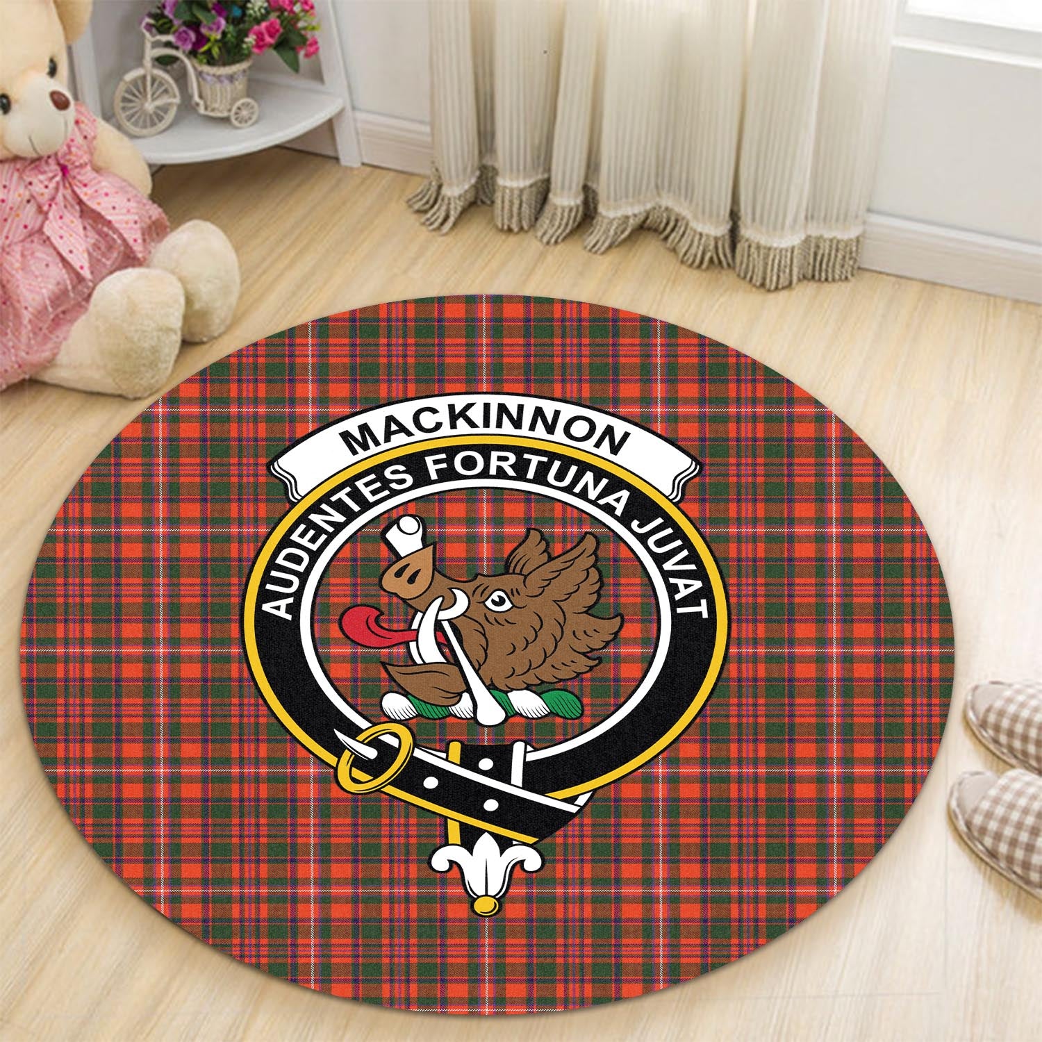 mackinnon-modern-tartan-round-rug-with-family-crest