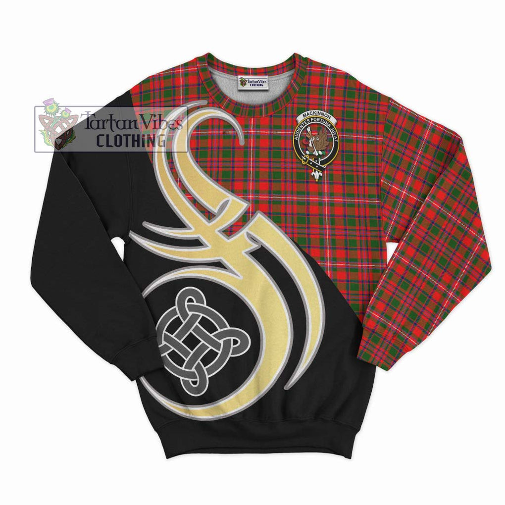 MacKinnon Modern Tartan Sweatshirt with Family Crest and Celtic Symbol Style - Tartan Vibes Clothing