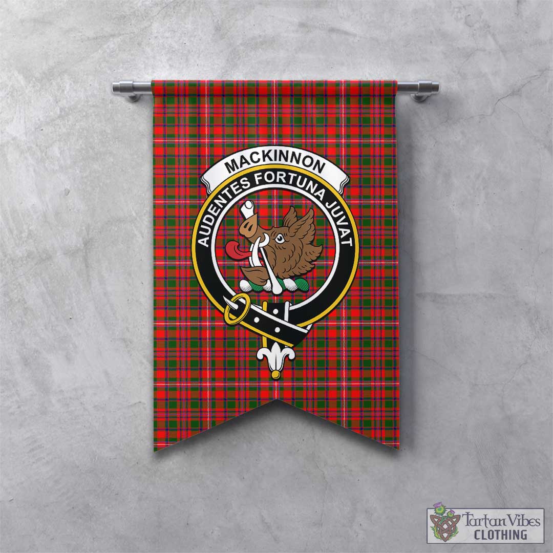 Tartan Vibes Clothing MacKinnon Modern Tartan Gonfalon, Tartan Banner with Family Crest