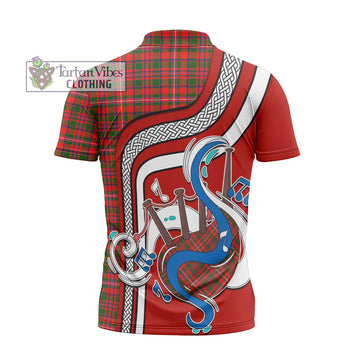 MacKinnon Modern Tartan Zipper Polo Shirt with Epic Bagpipe Style