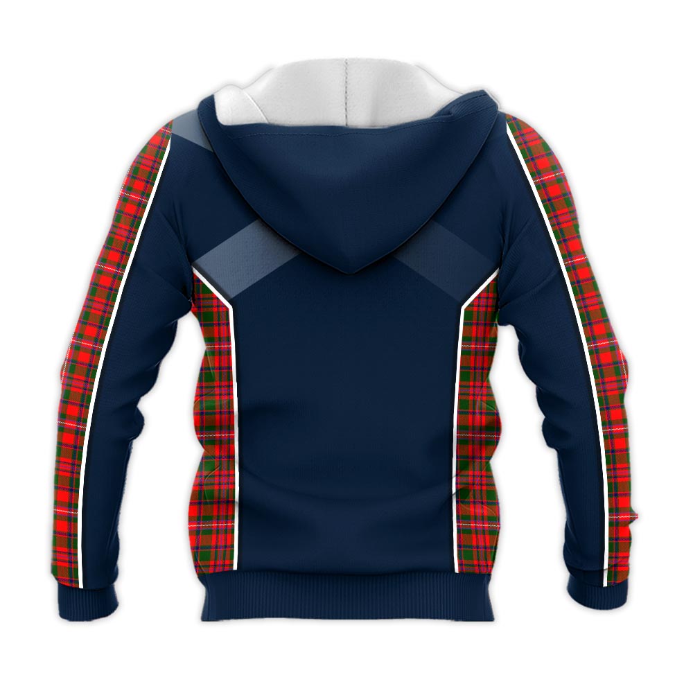 Tartan Vibes Clothing MacKinnon Modern Tartan Knitted Hoodie with Family Crest and Scottish Thistle Vibes Sport Style