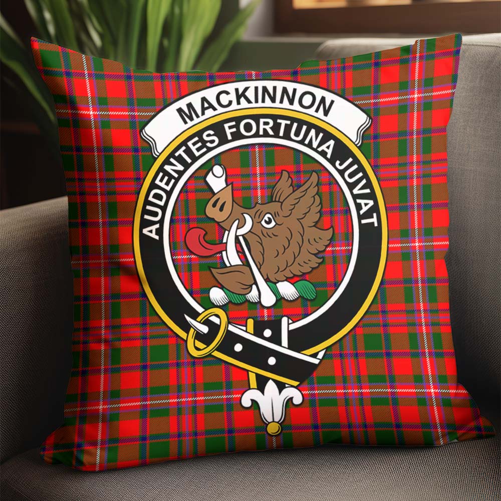 MacKinnon Modern Tartan Pillow Cover with Family Crest - Tartanvibesclothing