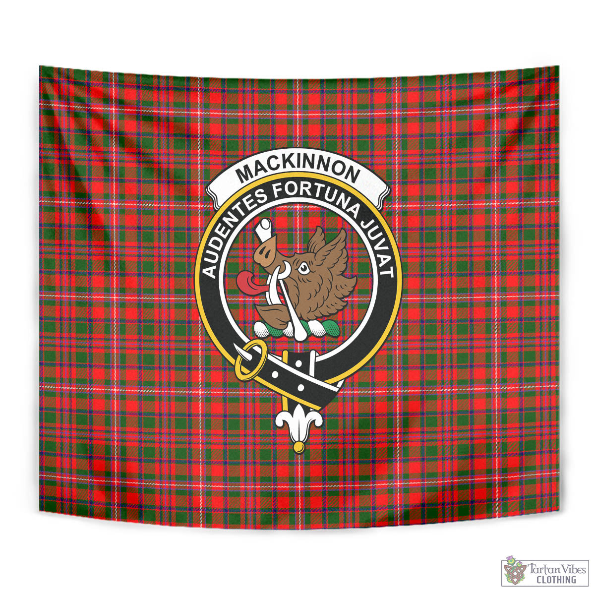 Tartan Vibes Clothing MacKinnon Modern Tartan Tapestry Wall Hanging and Home Decor for Room with Family Crest