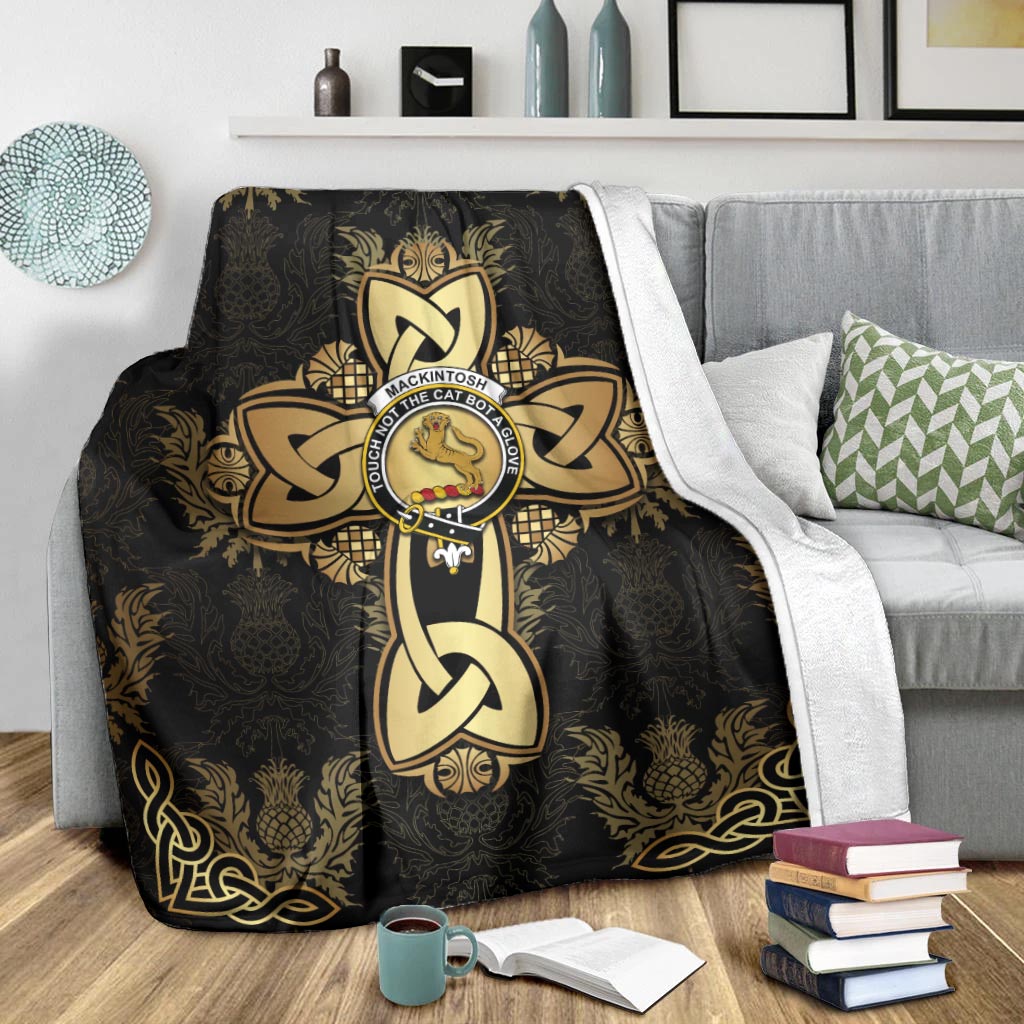 MacKintosh Clan Blanket Gold Thistle Celtic Style - Tartanvibesclothing