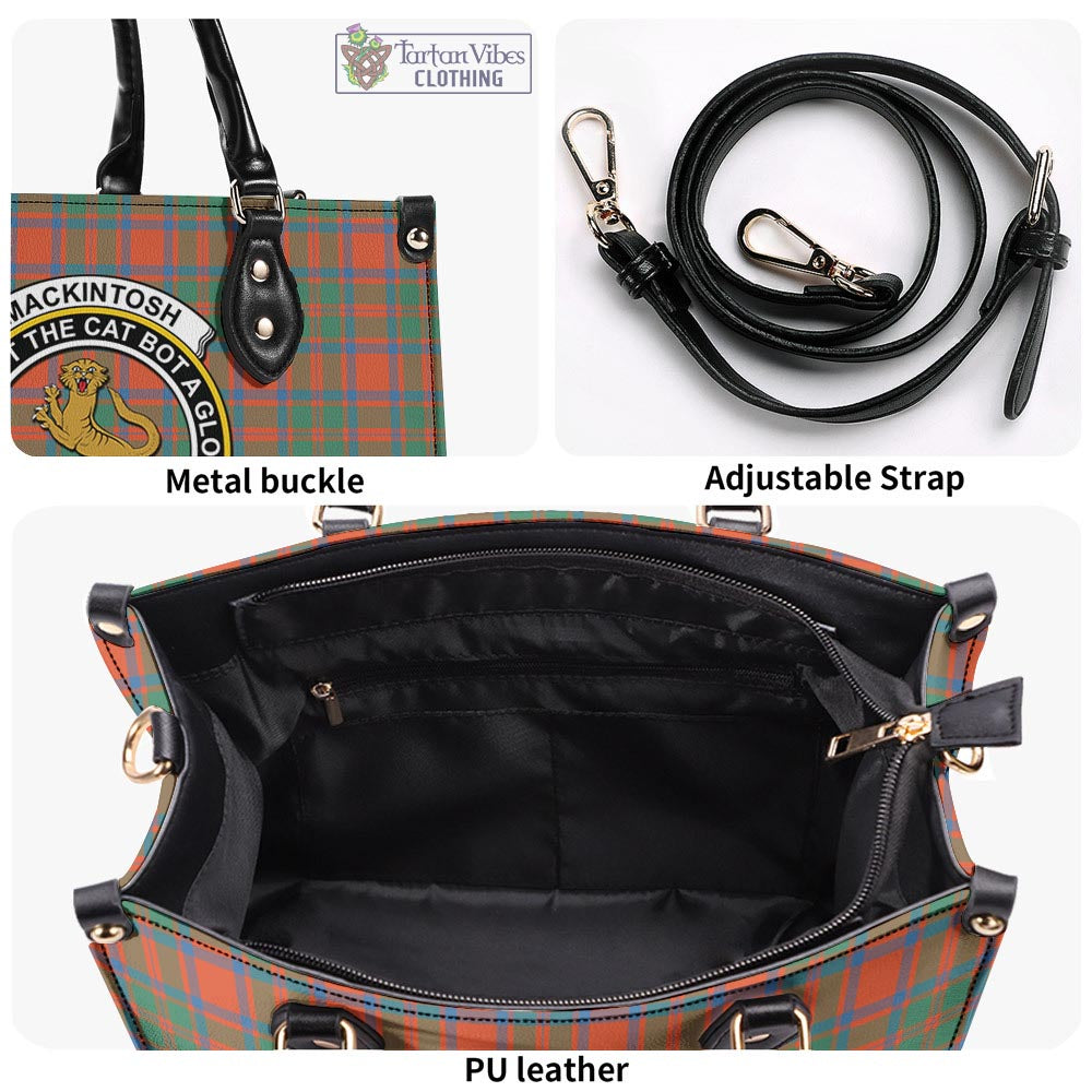 Tartan Vibes Clothing MacKintosh Ancient Tartan Luxury Leather Handbags with Family Crest