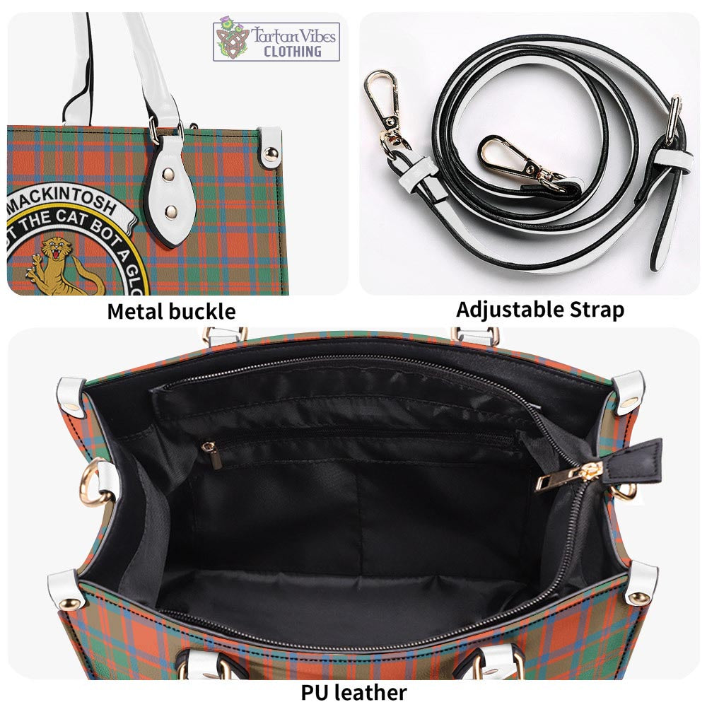 Tartan Vibes Clothing MacKintosh Ancient Tartan Luxury Leather Handbags with Family Crest