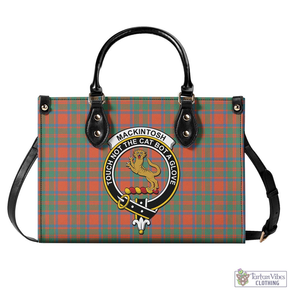 Tartan Vibes Clothing MacKintosh Ancient Tartan Luxury Leather Handbags with Family Crest