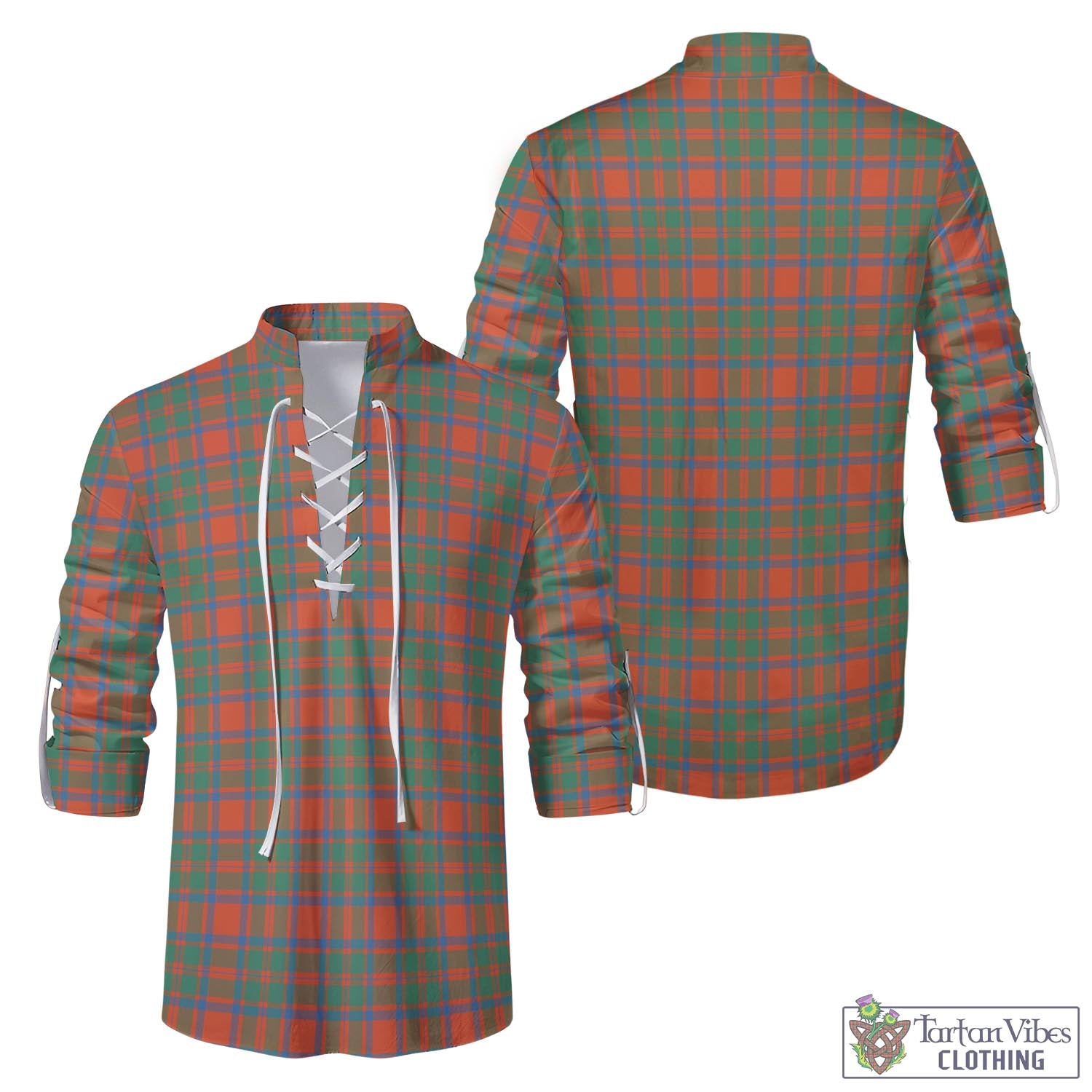 Tartan Vibes Clothing MacKintosh Ancient Tartan Men's Scottish Traditional Jacobite Ghillie Kilt Shirt