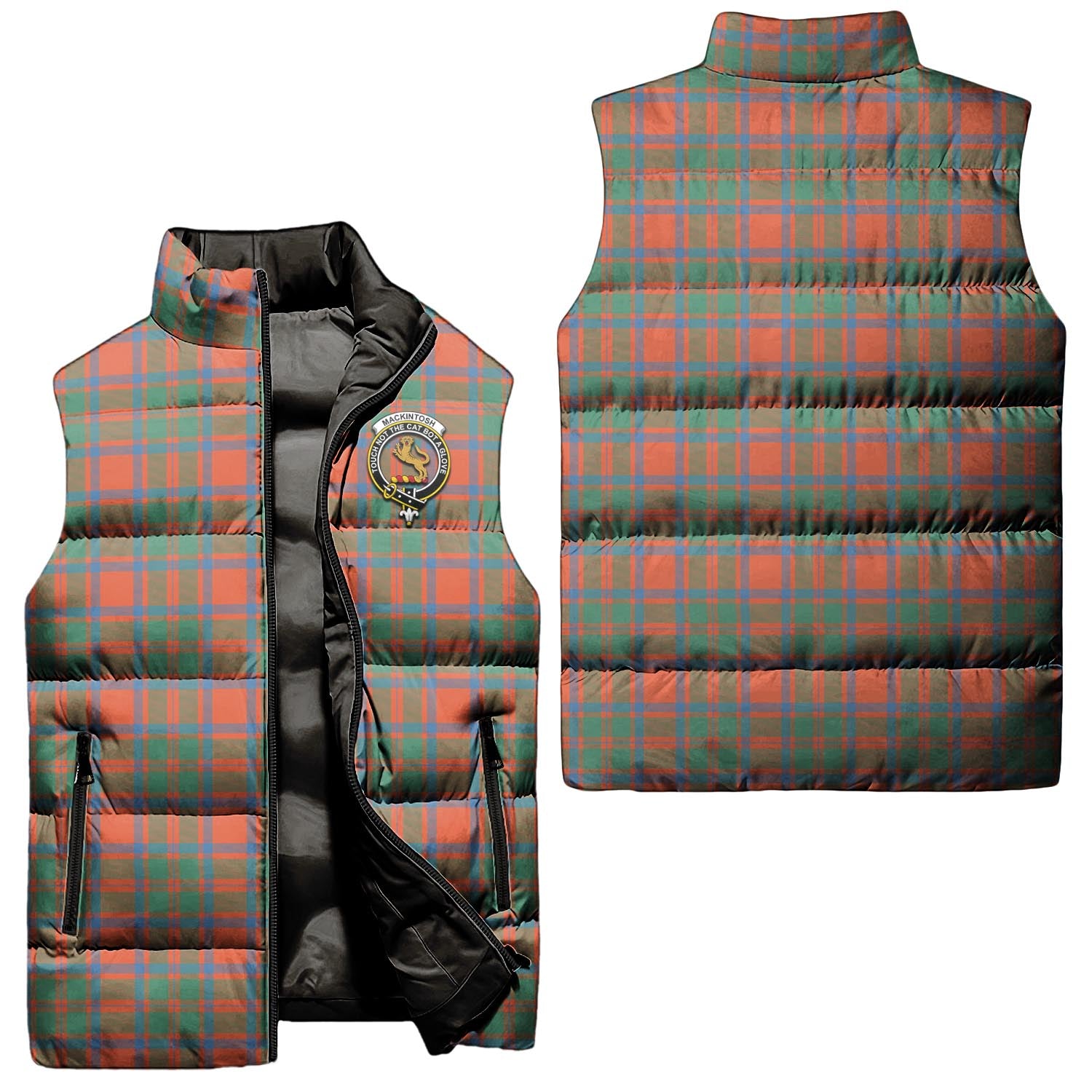 MacKintosh Ancient Tartan Sleeveless Puffer Jacket with Family Crest Unisex - Tartanvibesclothing