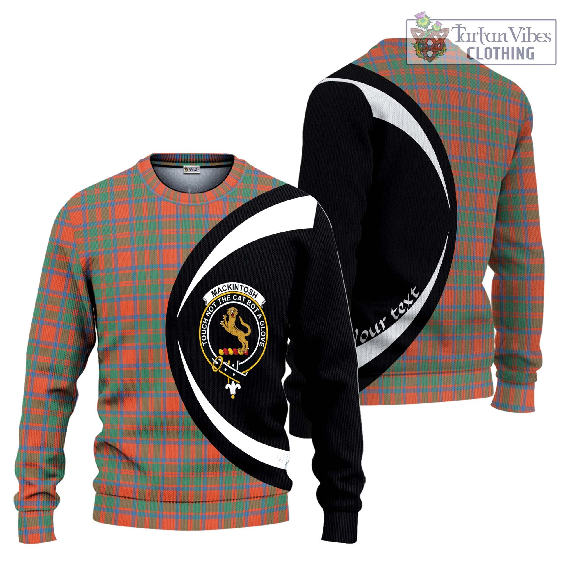 MacKintosh Ancient Tartan Knitted Sweater with Family Crest Circle Style Unisex - Tartan Vibes Clothing