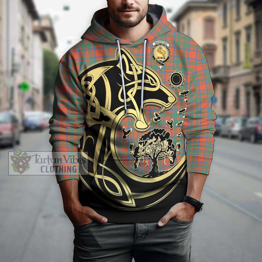 MacKintosh Ancient Tartan Hoodie with Family Crest Celtic Wolf Style Zip Hoodie - Tartan Vibes Clothing