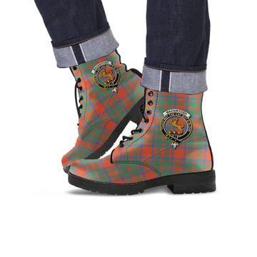 MacKintosh Ancient Tartan Leather Boots with Family Crest