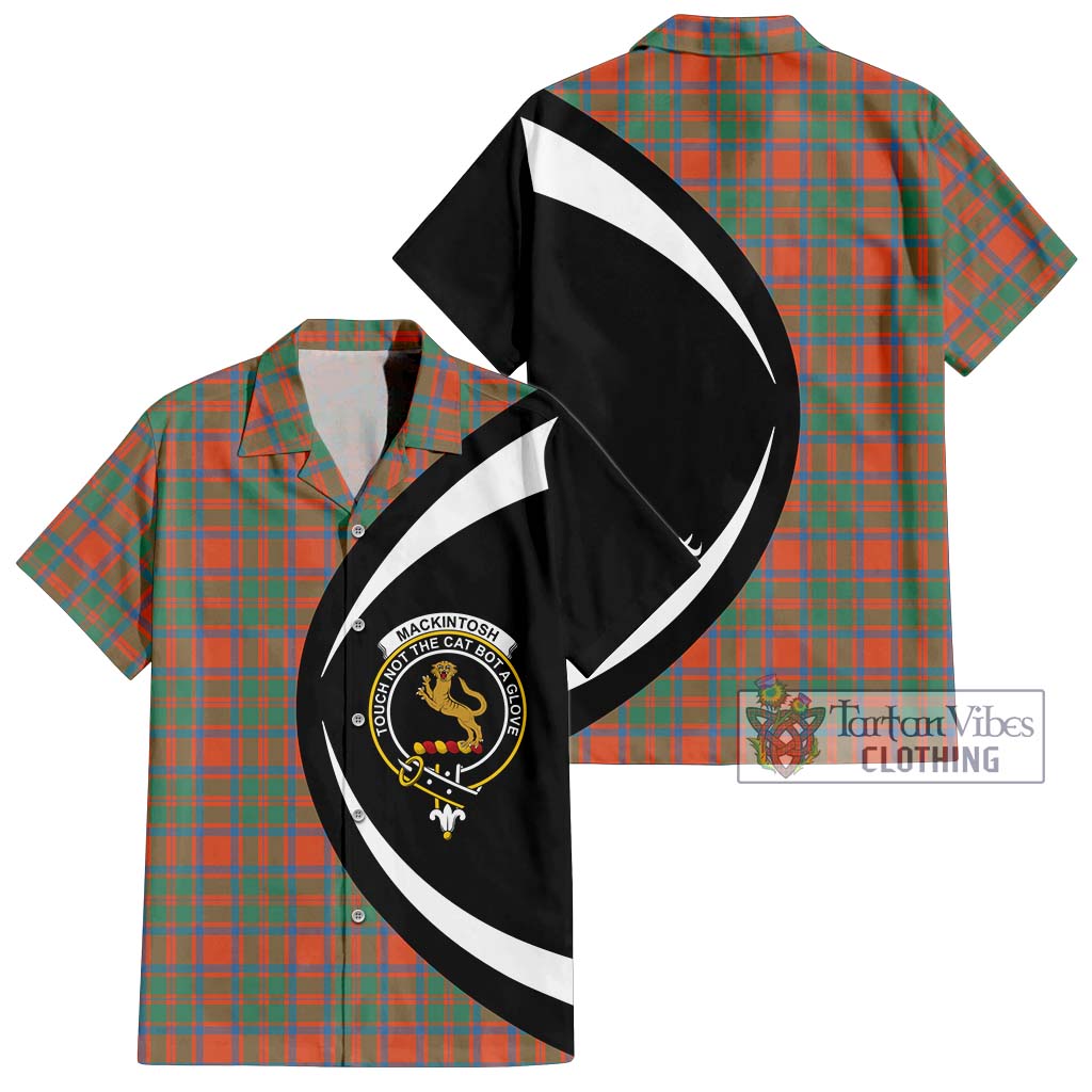 MacKintosh Ancient Tartan Short Sleeve Button Up with Family Crest Circle Style Kid - Tartan Vibes Clothing