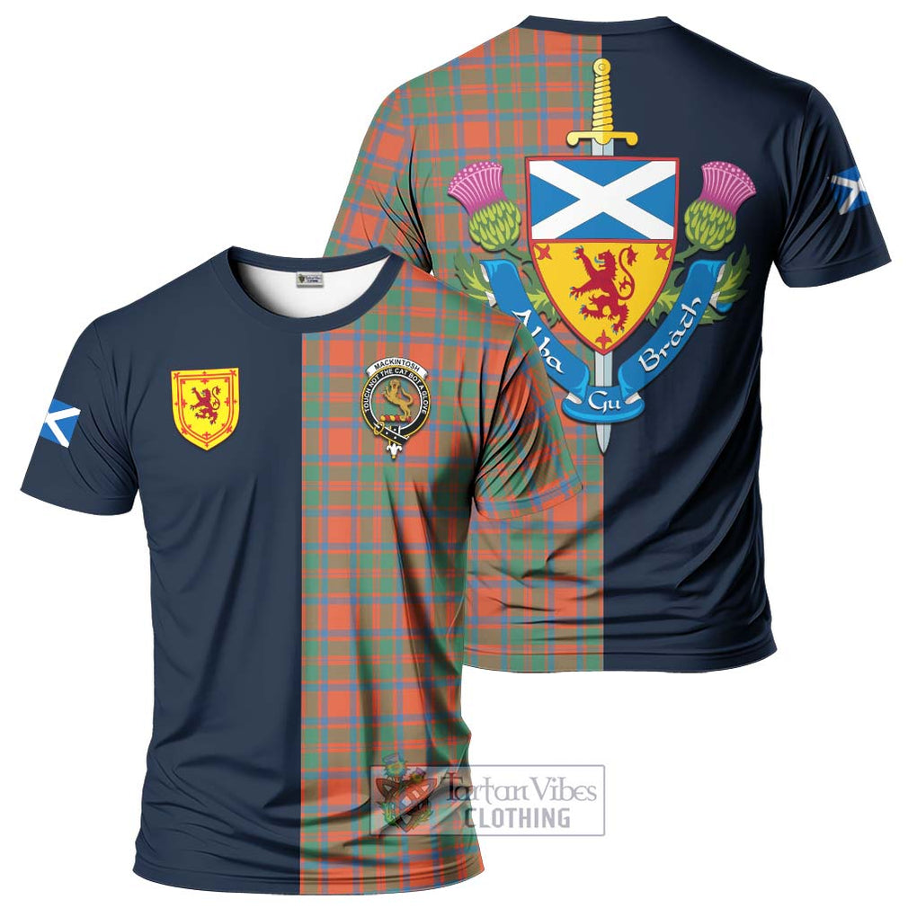 Tartan Vibes Clothing MacKintosh Ancient Tartan T-Shirt Alba with Scottish Lion Royal Arm Half Style