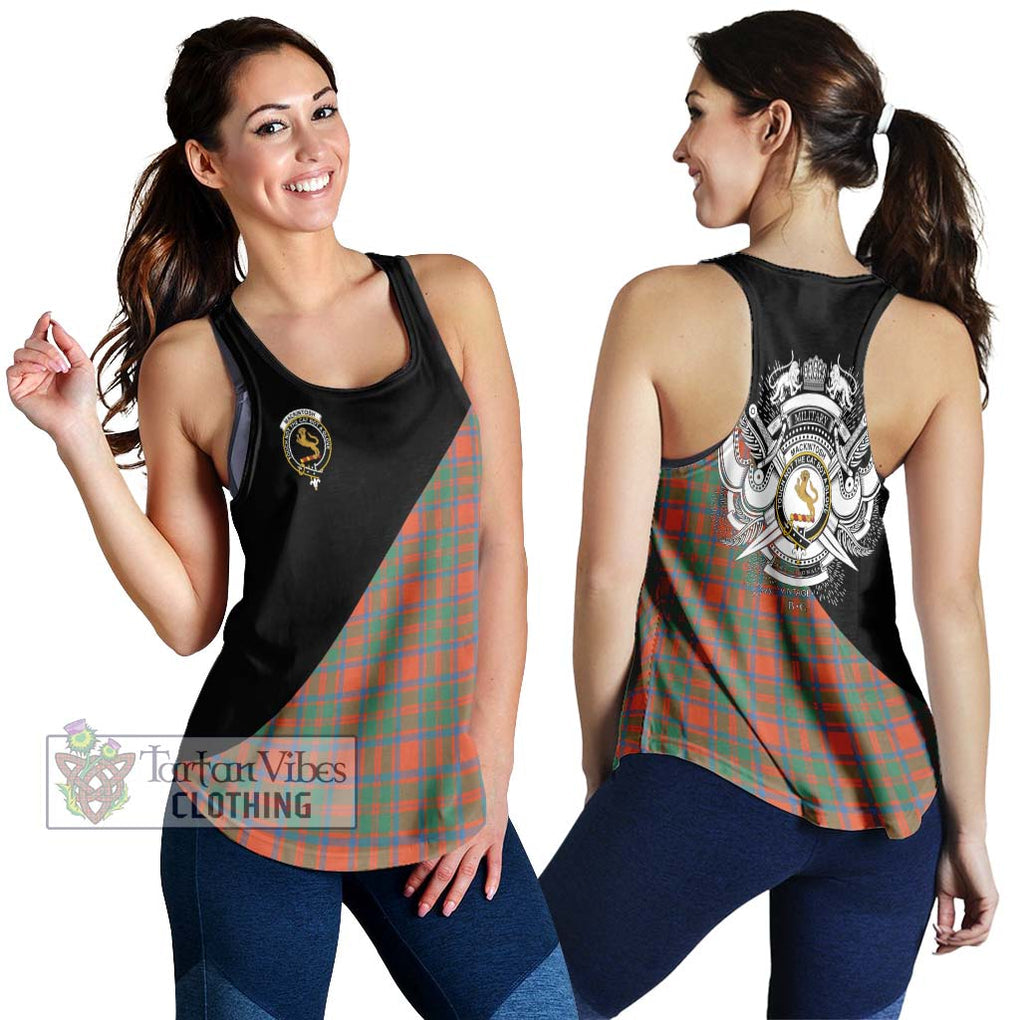 MacKintosh Ancient Tartan Women's Racerback Tanks with Family Crest and Military Logo Style 4XL - Tartanvibesclothing Shop