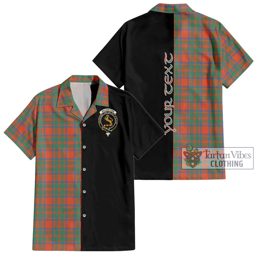 MacKintosh Ancient Tartan Short Sleeve Button Shirt with Family Crest and Half Of Me Style Kid - Tartanvibesclothing Shop