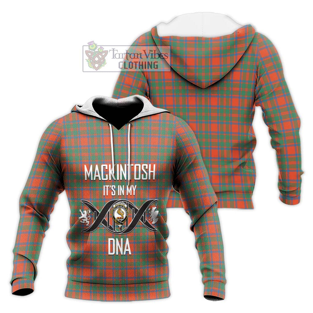 MacKintosh Ancient Tartan Knitted Hoodie with Family Crest DNA In Me Style Unisex Knitted Pullover Hoodie - Tartanvibesclothing Shop