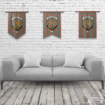 MacKintosh Ancient Tartan Gonfalon, Tartan Banner with Family Crest