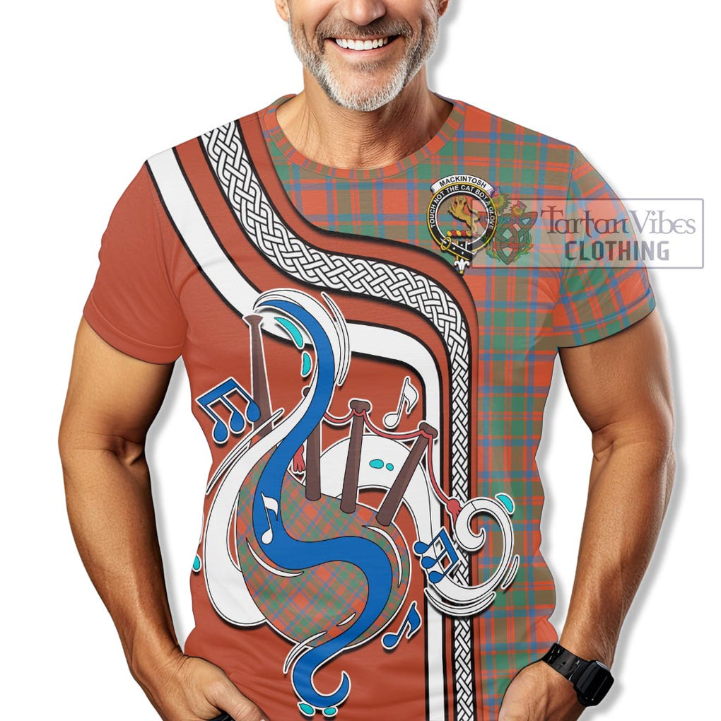 MacKintosh Ancient Tartan T-Shirt with Epic Bagpipe Style Kid's Shirt - Tartanvibesclothing Shop