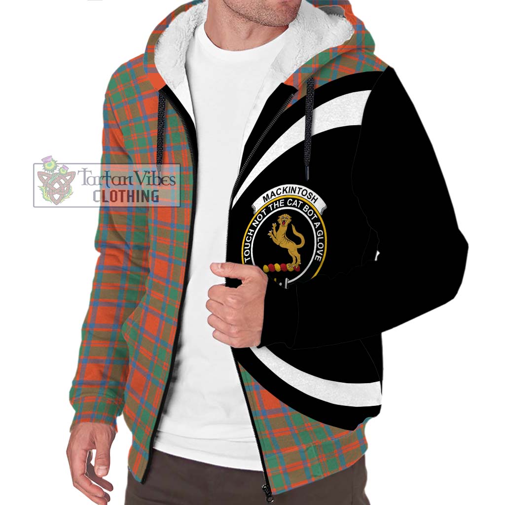 MacKintosh Ancient Tartan Sherpa Hoodie with Family Crest Circle Style Unisex S - Tartan Vibes Clothing