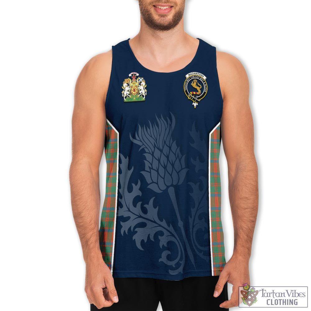 Tartan Vibes Clothing MacKintosh Ancient Tartan Men's Tanks Top with Family Crest and Scottish Thistle Vibes Sport Style