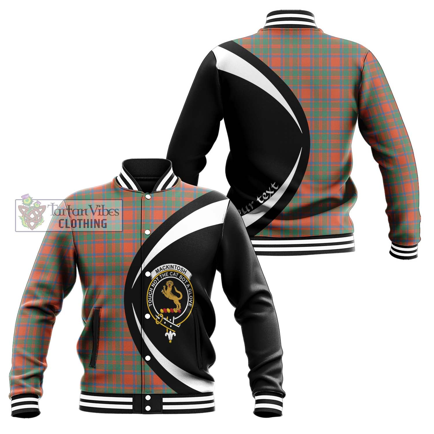 MacKintosh Ancient Tartan Baseball Jacket with Family Crest Circle Style Unisex - Tartan Vibes Clothing