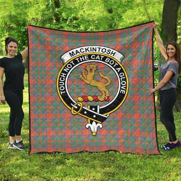 MacKintosh Ancient Tartan Quilt with Family Crest