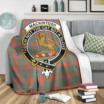 MacKintosh Ancient Tartan Blanket with Family Crest