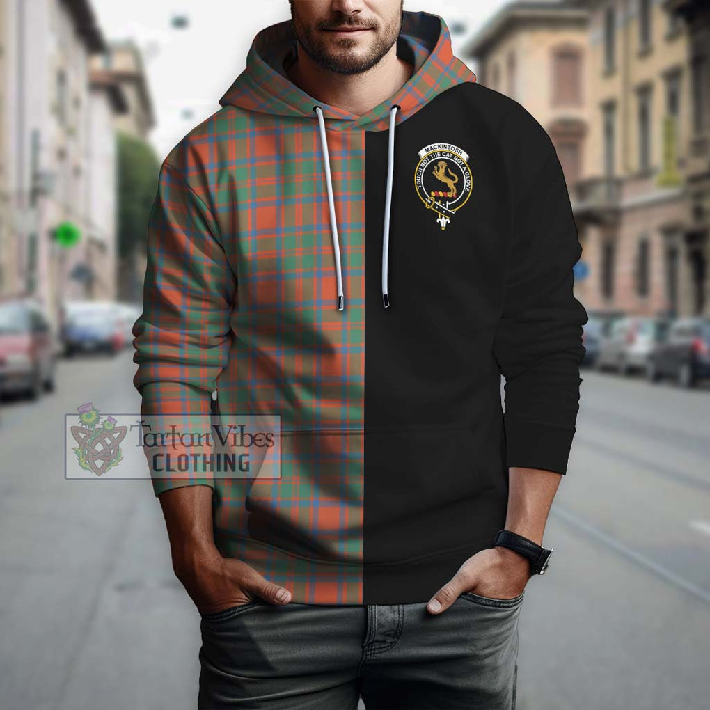 MacKintosh Ancient Tartan Hoodie with Family Crest and Half Of Me Style Zip Hoodie - Tartanvibesclothing Shop