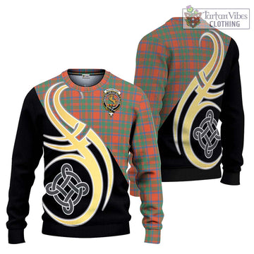 MacKintosh Ancient Tartan Ugly Sweater with Family Crest and Celtic Symbol Style