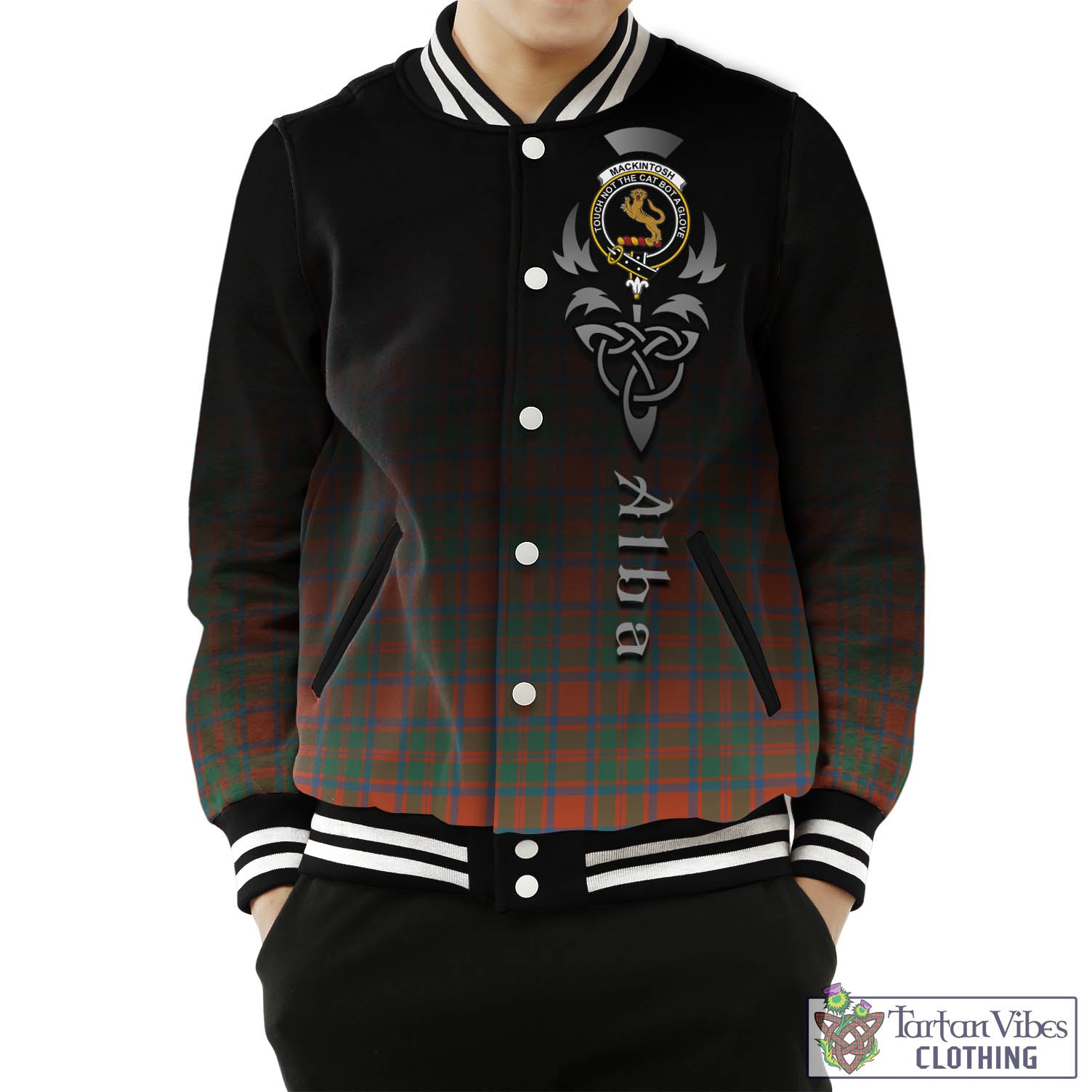 Tartan Vibes Clothing MacKintosh Ancient Tartan Baseball Jacket Featuring Alba Gu Brath Family Crest Celtic Inspired