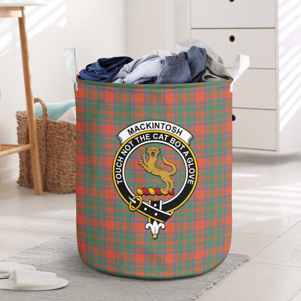 MacKintosh Ancient Tartan Laundry Basket with Family Crest One Size - Tartanvibesclothing Shop