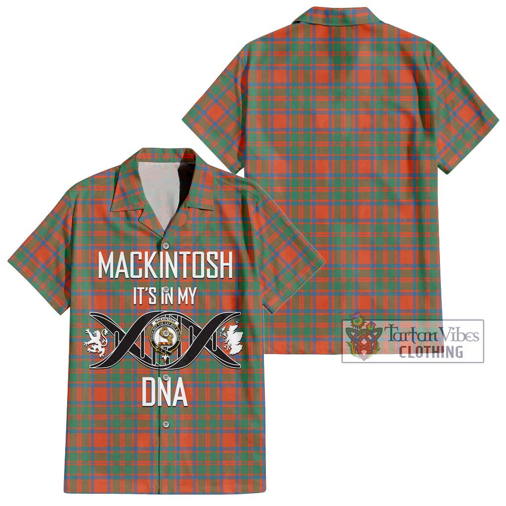 MacKintosh Ancient Tartan Short Sleeve Button Shirt with Family Crest DNA In Me Style Kid - Tartanvibesclothing Shop