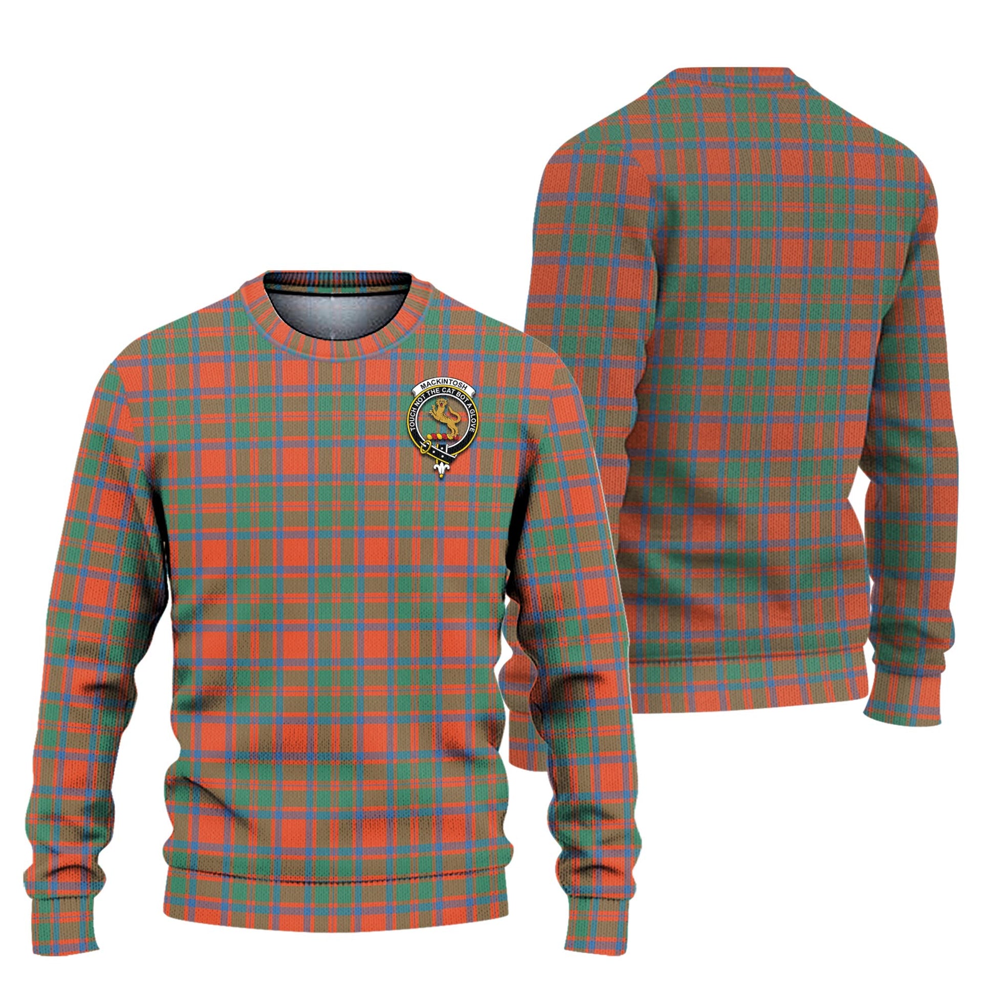 MacKintosh Ancient Tartan Knitted Sweater with Family Crest Unisex - Tartanvibesclothing