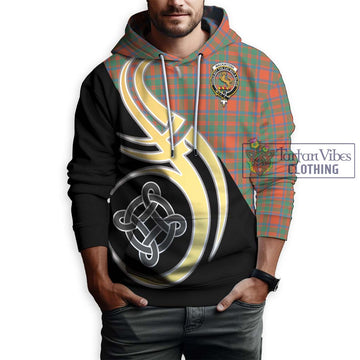 MacKintosh Ancient Tartan Hoodie with Family Crest and Celtic Symbol Style