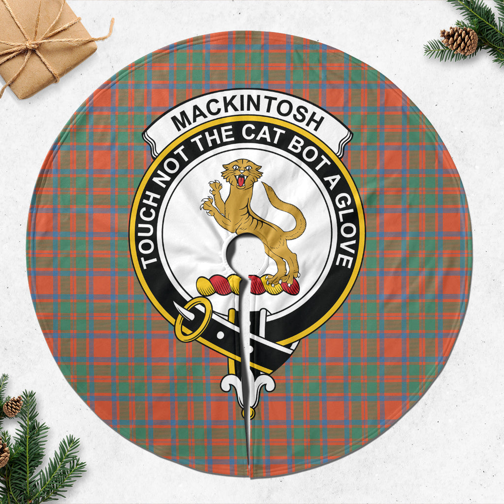 MacKintosh Ancient Tartan Christmas Tree Skirt with Family Crest - Tartanvibesclothing