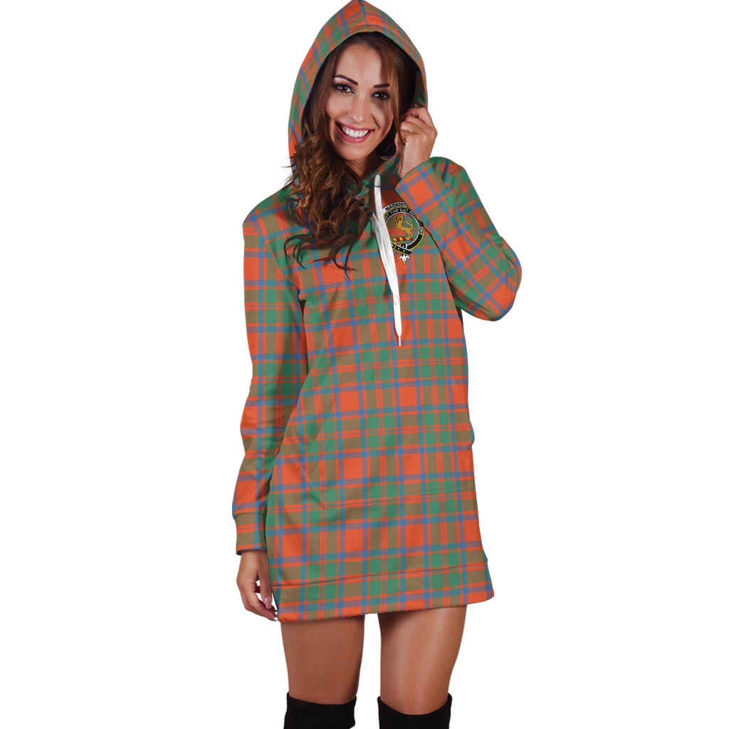 MacKintosh Ancient Tartan Hoodie Dress with Family Crest - Tartan Vibes Clothing