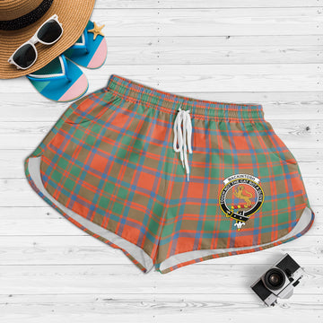 MacKintosh Ancient Tartan Womens Shorts with Family Crest