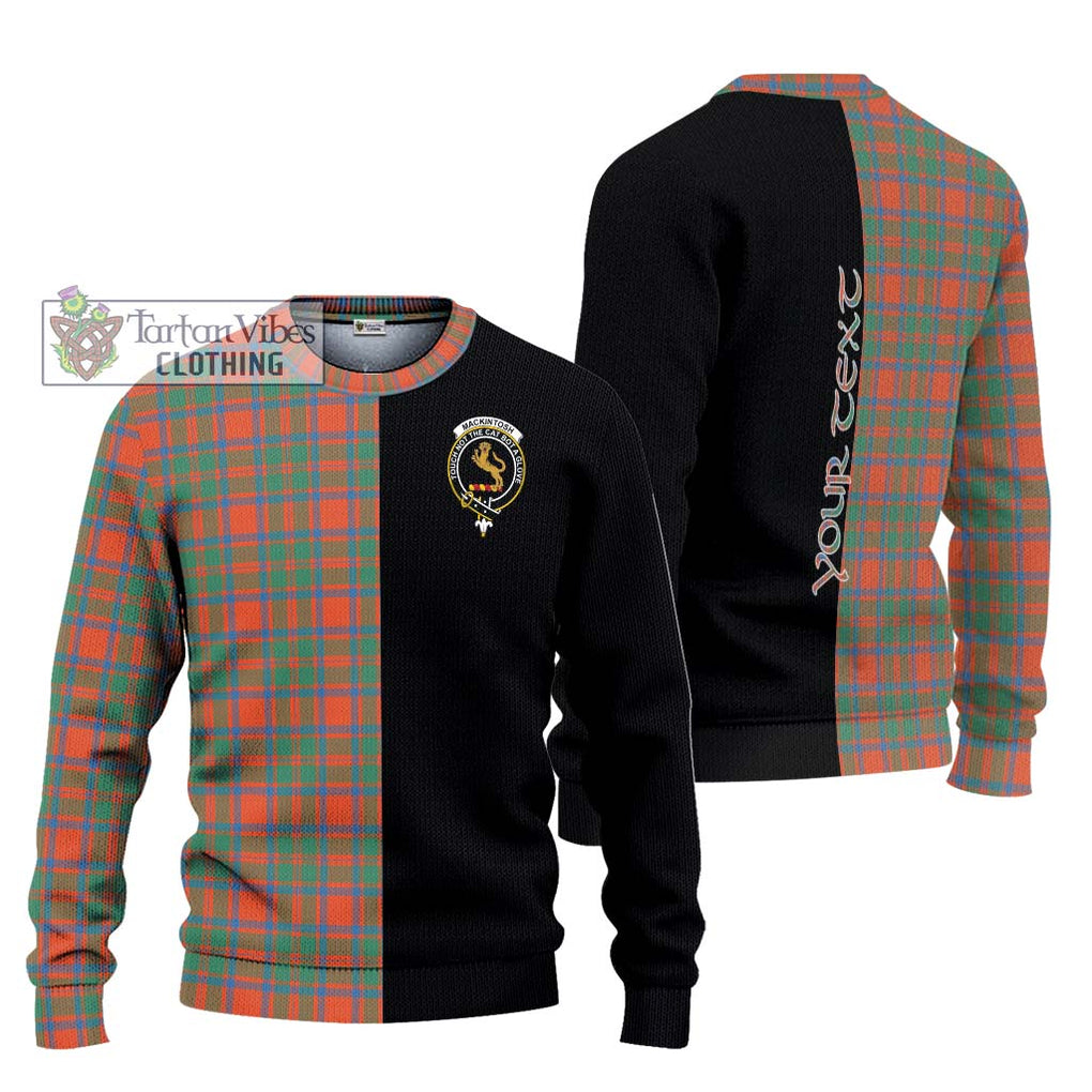 MacKintosh Ancient Tartan Knitted Sweater with Family Crest and Half Of Me Style Unisex - Tartanvibesclothing Shop