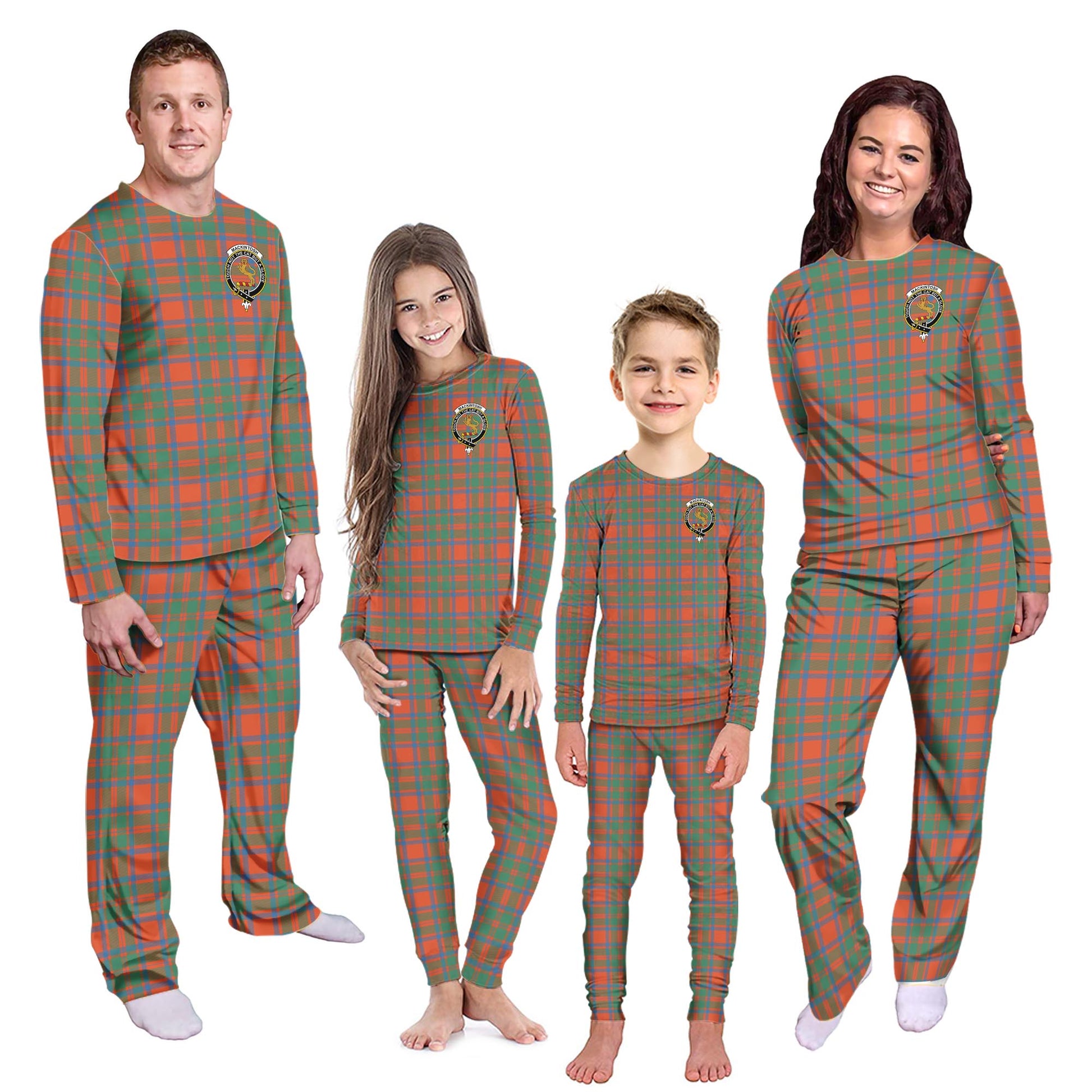 MacKintosh Ancient Tartan Pajamas Family Set with Family Crest - Tartanvibesclothing