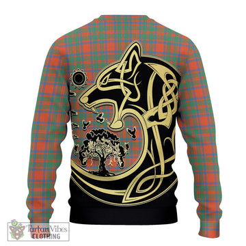 MacKintosh Ancient Tartan Ugly Sweater with Family Crest Celtic Wolf Style