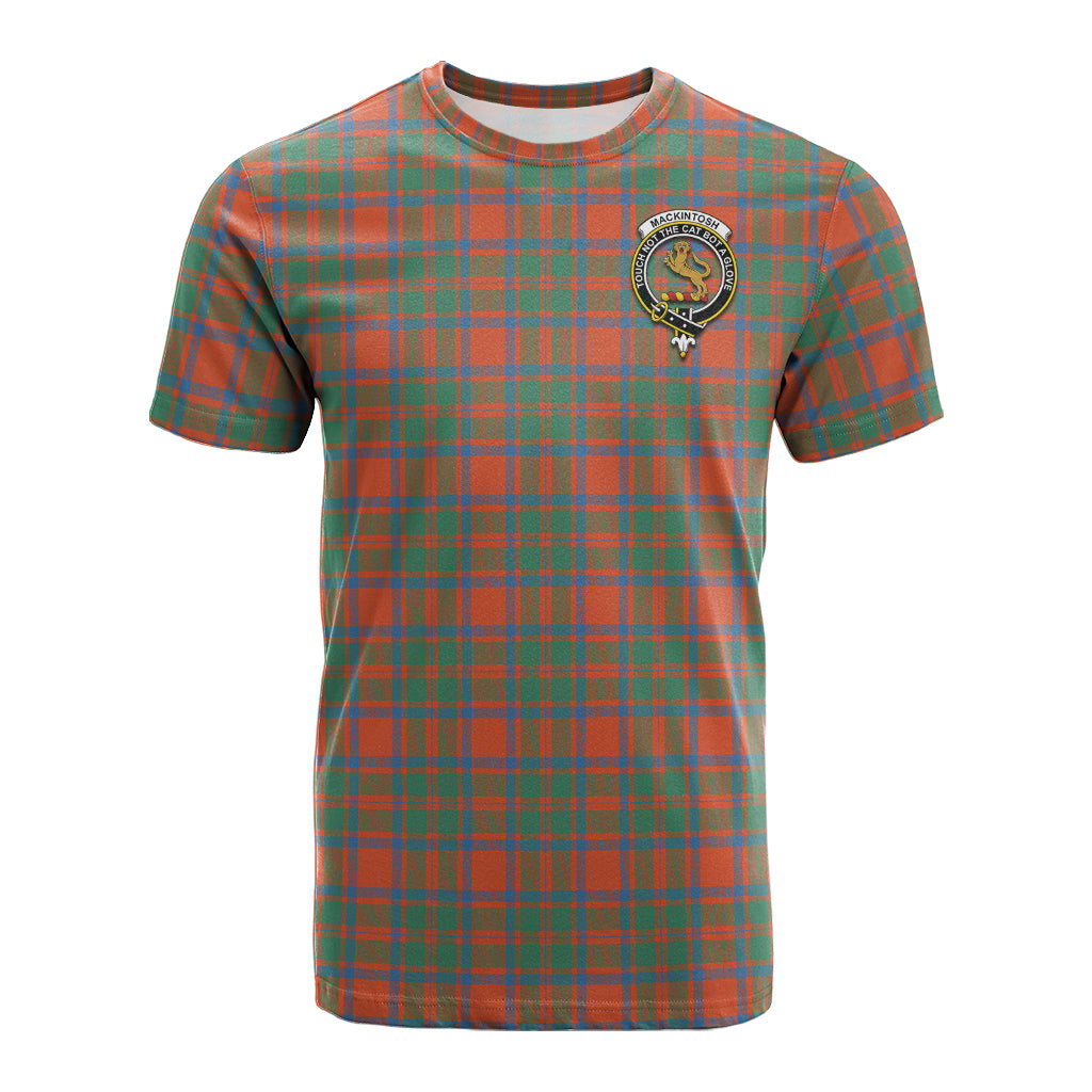 MacKintosh Ancient Tartan T-Shirt with Family Crest - Tartan Vibes Clothing