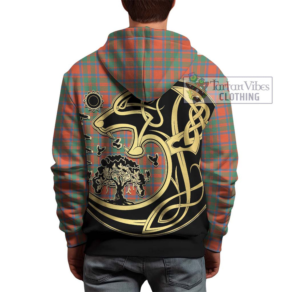 MacKintosh Ancient Tartan Hoodie with Family Crest Celtic Wolf Style - Tartan Vibes Clothing