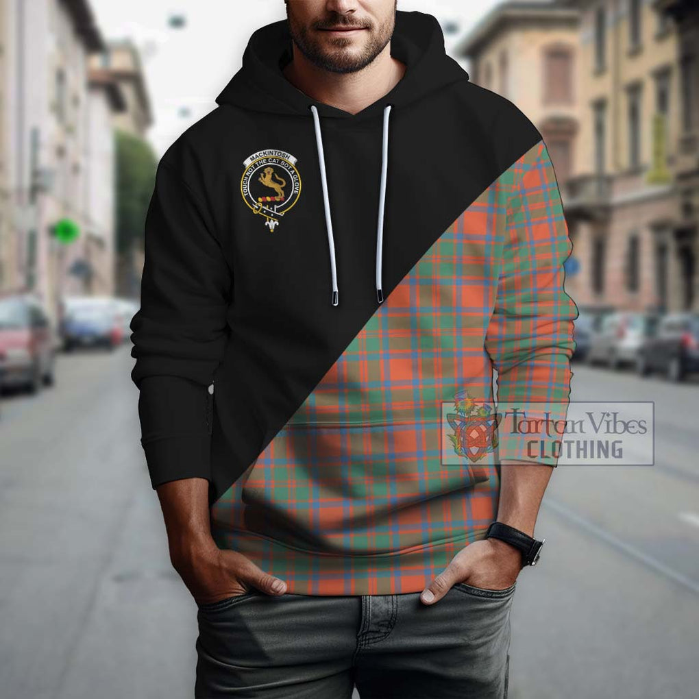 MacKintosh Ancient Tartan Hoodie with Family Crest and Military Logo Style - Tartanvibesclothing Shop