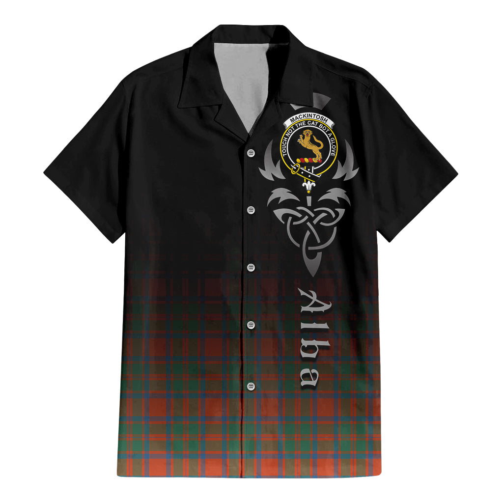 Tartan Vibes Clothing MacKintosh Ancient Tartan Short Sleeve Button Up Featuring Alba Gu Brath Family Crest Celtic Inspired