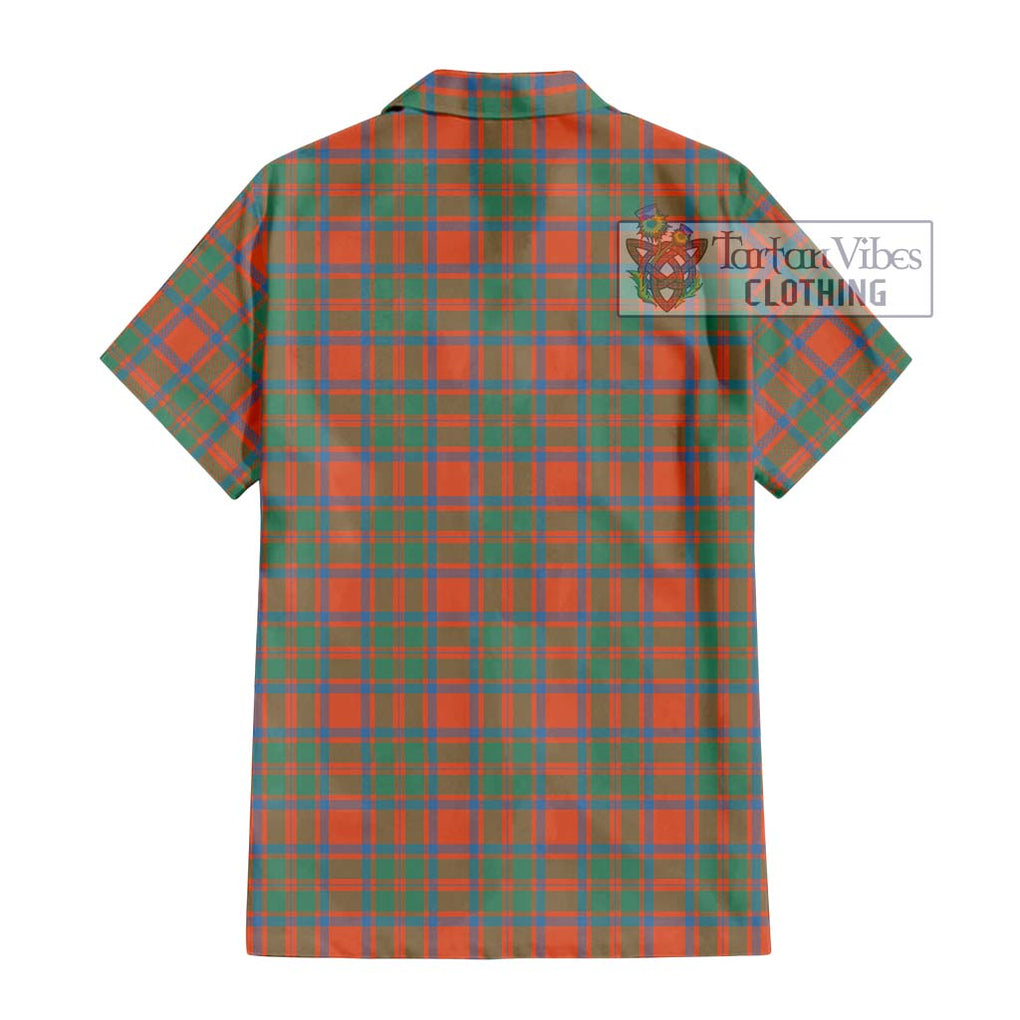 MacKintosh Ancient Tartan Short Sleeve Button Shirt with Family Crest DNA In Me Style - Tartanvibesclothing Shop