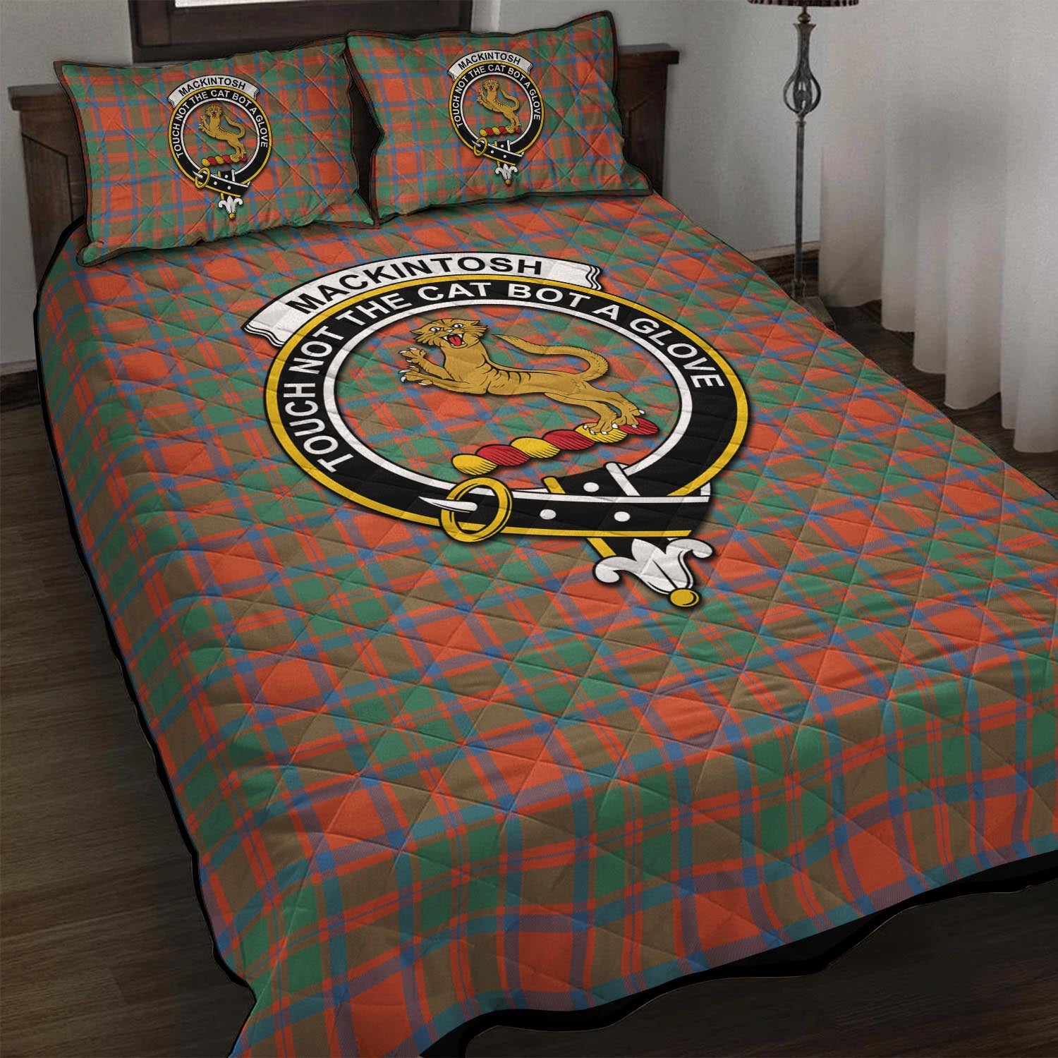 MacKintosh Ancient Tartan Quilt Bed Set with Family Crest - Tartan Vibes Clothing